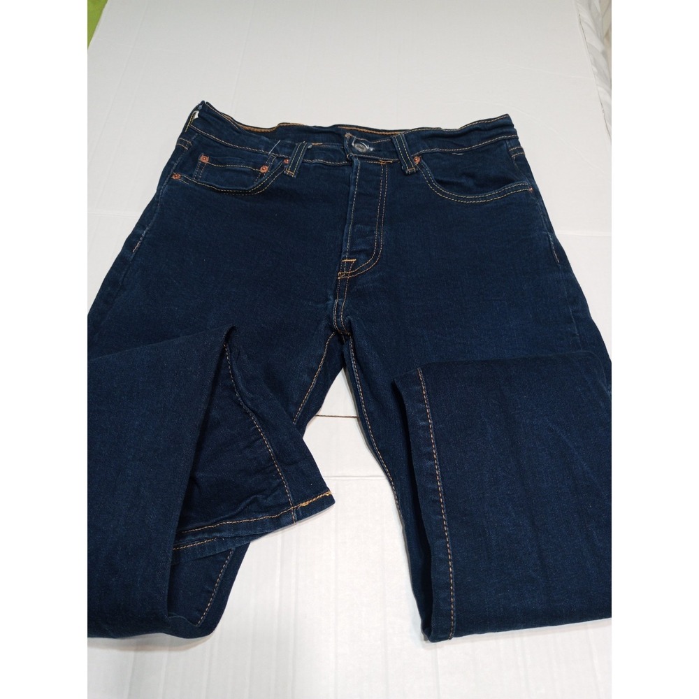 Levi's 501 Straight Leg Jeans Mens 32x32 Blue Denim Cotton Dark Wash Regular Fit - Picture 4 of 9